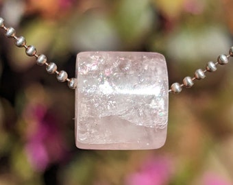 Gemmy Morganite hand carved into a Barrel shaped bead for your own stackable necklace or diy jewelry