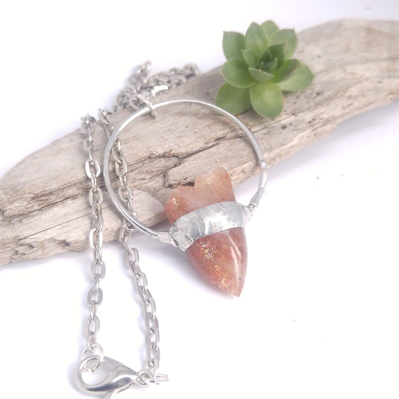 Small Sunstone Crystal Necklace Natural Stone Metaphysical Raw Amulet Rough Pendant Jewelry