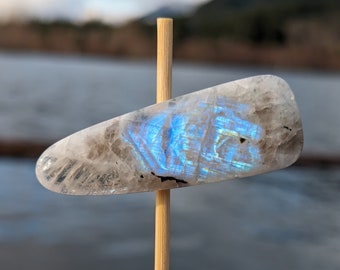 Rainbow Moonstone hand carved flashy crystal hairclip by Got Stoned Jewelry