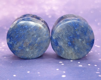 Blue Aventurine custom order plugs for stretched ears, Hand carved stone plugs for gauged ears