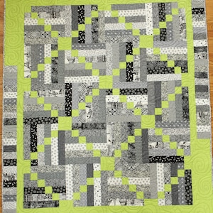 Irish Chain – Black and Green, 59 x 70, Lap Quilt