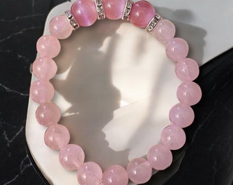 Pulsera Ojo de Gato Rosa/Cuarzo Rosa