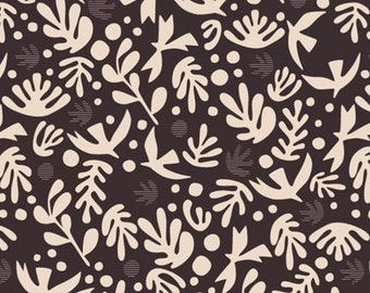 30" Duval-stof 'Boho Birds Truffle' van Suzy Quilts van Art Gallery Fabrics, 100% katoenen quiltstof