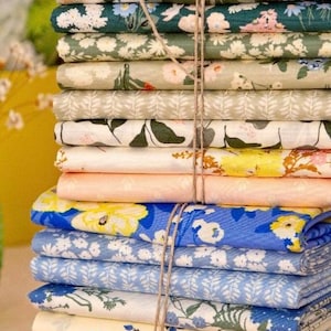 A Year in Petals Fat Quarter/Half Yard Fabric Bundle,16 pcs Full Collection from Art Gallery Fabrics,100% Cotton Quilt Fabric
