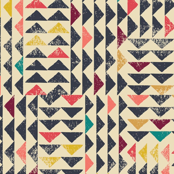 Indie Folk Fabric "Trojkat Sunrise" for Art Gallery Fabrics by Pat Bravo, 100% Cotton Fabric