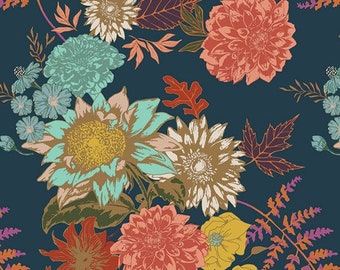 21" Autumn Vibes Fabric "Floral Glow Twilit" for Art Gallery Fabrics, 100% premium Quilt Cotton Fabric