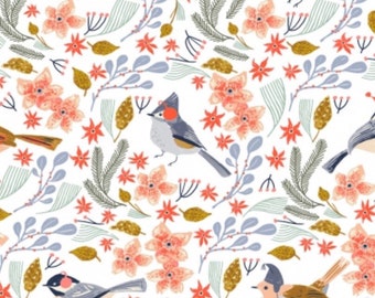 Let It Snow "Bird Wreath"-Dear stella Cotton Fabric-Bird, Floral