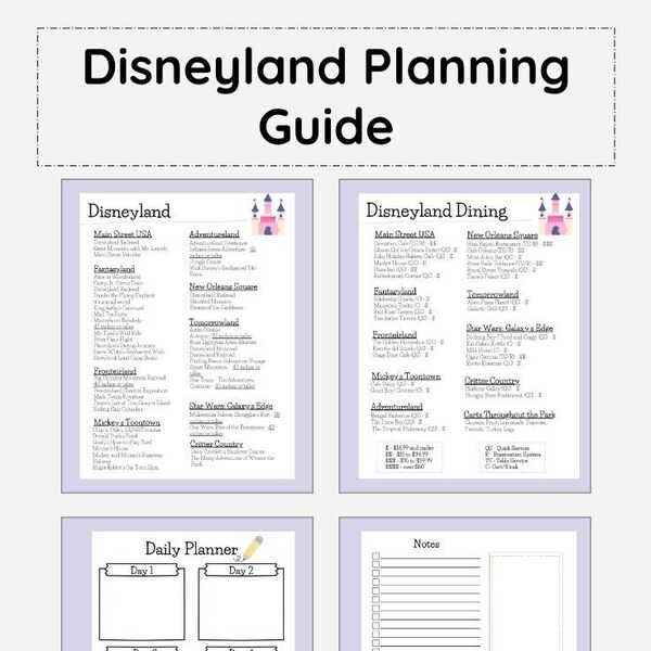 Disneyland Planning Printable - Etsy