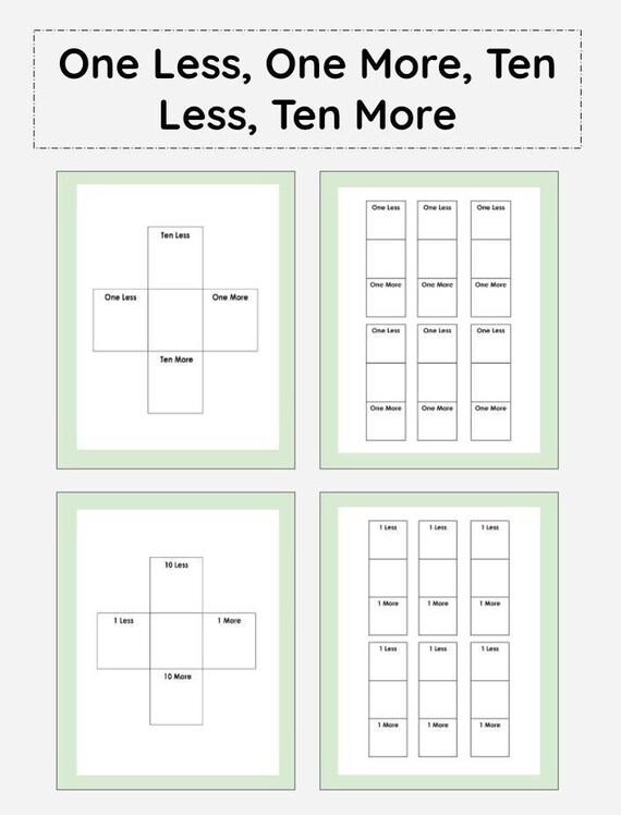 One Less One More Ten Less Ten More - Etsy