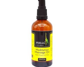 Feelia – Meditation Massage Oil, 100% Pure & Natural with Essential Oils – Pre-Mix Blend,with Frankincense, Patchouli, Ylang-Ylang.. - 100ml