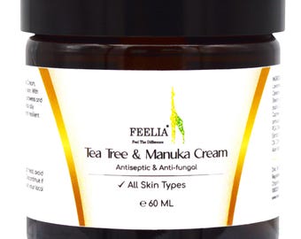 Feelia - Tea Tree & Manuka Cream, Antiseptic, Anti-Fungal, Soothing, Great after Insect Bites and on Problematic Acne Areas, All Skin Types