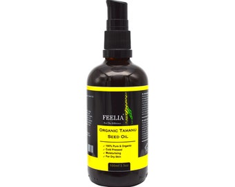Feelia - Organic Tamanu Seed Oil - Cold Pressed, Great for Dry Skin, Ideal for Hair treatment, 100% Pure & Organic - 100ml