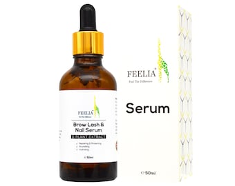 Feelia – Brow Lash & Nail Serum, For Healthy Growth With Argan, Castor, Red Rasberry, Passion Fruit Seed, Hydrating, Nourishing – 50ml