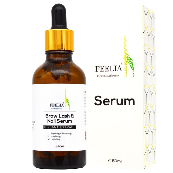 Feelia – Brow Lash & Nail Serum, For Healthy Growth With Argan, Castor, Red Rasberry, Passion Fruit Seed, Hydrating, Nourishing – 50ml