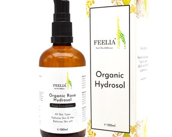 Feelia - Organic Rose Hydrosol Water, Steam Distilled, Pure Natural Toner, All Skin Types, Hydrates The Skin & Hair, Balances Skin pH