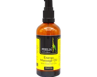 Feelia – Relaxation Massage Oil, 100% Pure & Natural with Essential Oils – Pre-Mix Blend –  with Lavender, Mandarin, Patchouli... - 100ml