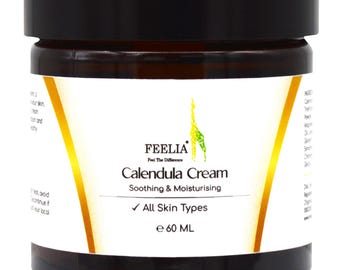 Feelia – Calendula Cream is gentle, Soothing, Moisturizing, Comfortable for itchy, Dry, Sore, and Irritated Skin, All Skin Types
