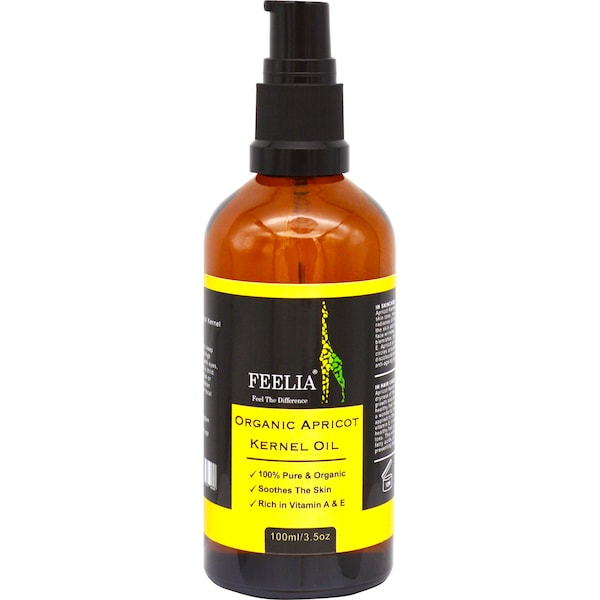 Feelia - Organic Apricot Kernel Oil - Cold Pressed, Rich in Vitamins, Minerals, Moisturises, Conditions Hair, Skin, Pure & Organic