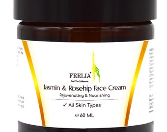 Feelia – Jasmin & Rosehip Face Cream, Conditioning, Nourishing, Brightening, A Great Daily Moisturiser Cream, With Mimosa, All Skin Types