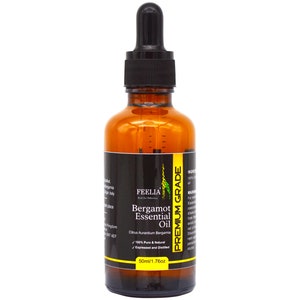 Feelia - Huile Essentielle de Bergamote - 100% Pure & Naturelle, Premium Grade, Exprimée et Distillée et Non diluée, Idéale pour l’Aromathérapie - 50ml
