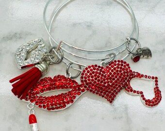 Red Stainless Steel Boogie Bling Bangles.