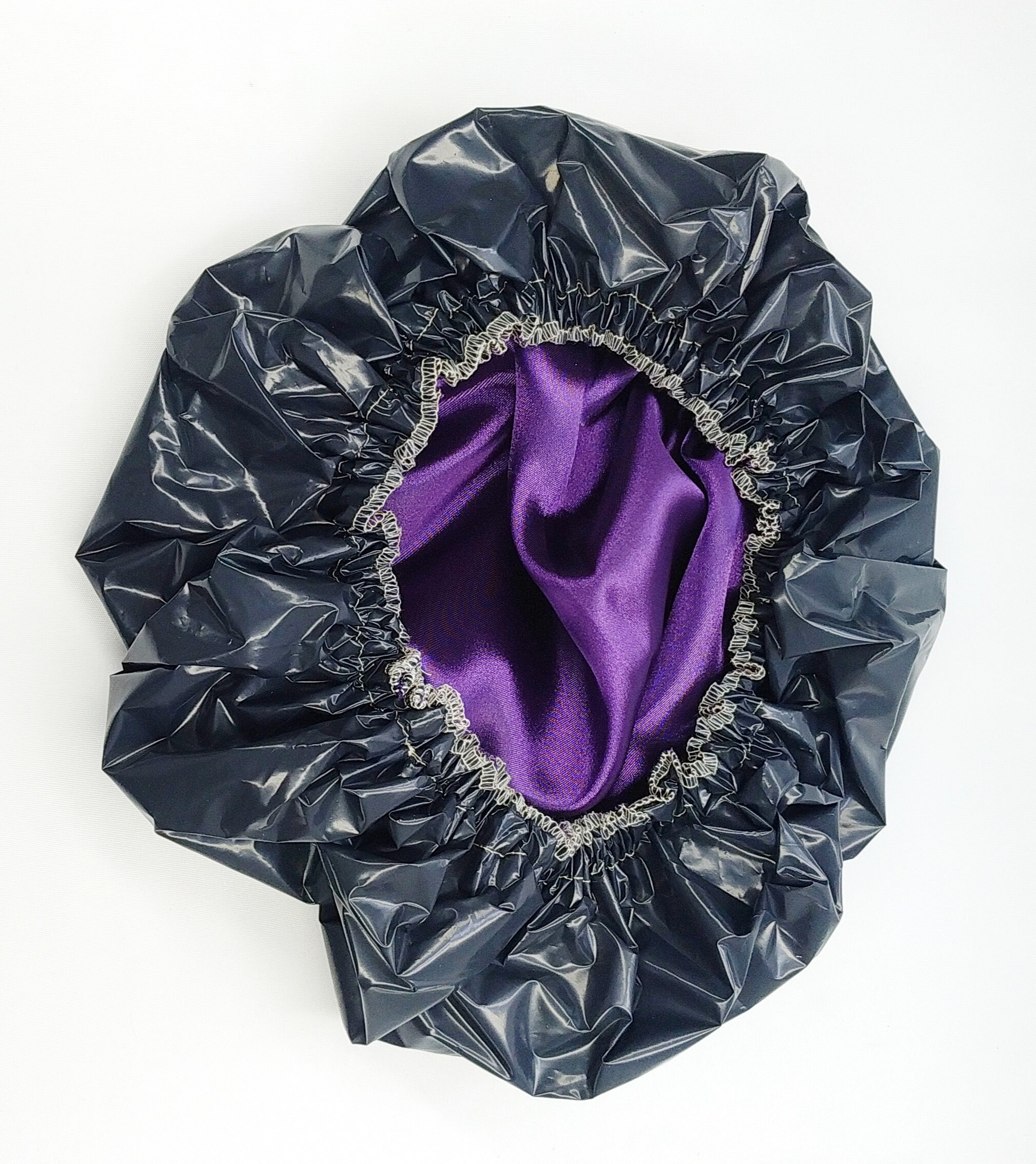 Large Eva Shower Cap PLUMPURPLE / Black Pure Satin Etsy