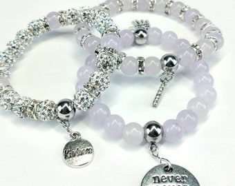 Discount Lavender Me Down White Blinged Out Bracelet Set