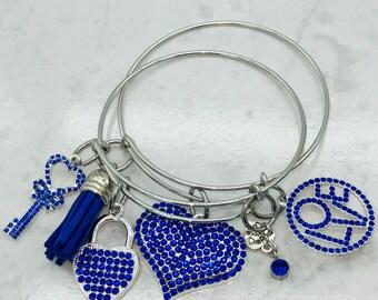 Royal Blue Stainless Steel Boogie Bling Bangles.