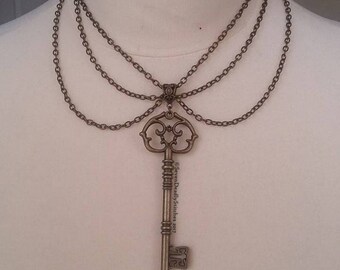 Steampunk Antique Large Key Choker