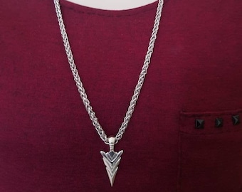 Mens Gothic Silver Colour Viking Arrow Necklace
