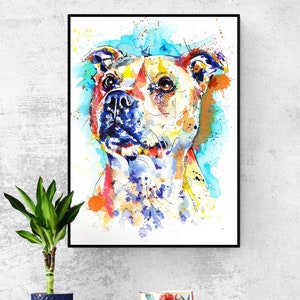 Staffordshire Bull Terrier Art Print, Staffy Art Print, Staffie Schilderij, Verjaardagscadeau Kous filler Foto montage opties beschikbaar