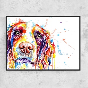 Spaniel Cocker Springer Welsh Sprocker Painting Art Print, Poster, Artwork. Print of Water Colour Picture Gifts. Mount (Matt) Options.