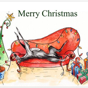 Greyhound Whippet Lurcher Italian Dog Christmas Cards (Xmas Cards)  - 1, 6, 12, 18, 24 , 30 Card Pack Sizes - FREE DELIVERY in UK