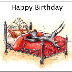 Verjaardagskaart Greyhound Whippet Lurcher Italiaanse hond Cadeau - AANGEPASTE TEKST