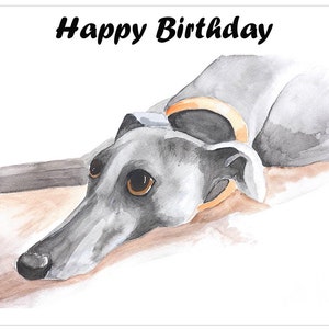 Verjaardagskaart Greyhound Whippet Lurcher Italiaanse hond Cadeau - AANGEPASTE TEKST