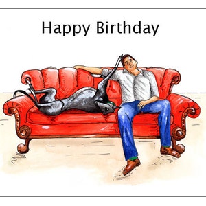 Verjaardagskaart Greyhound Whippet Lurcher Italiaanse hond Cadeau - AANGEPASTE TEKST