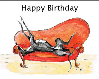 Birthday Card For Greyhound Whippet Lurcher Italian Greyhound – Custom Text Available