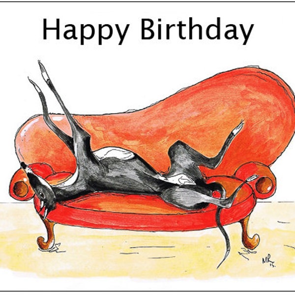 Birthday Card Greyhound Whippet Lurcher Italian Dog Gift - CUSTOM TEXT