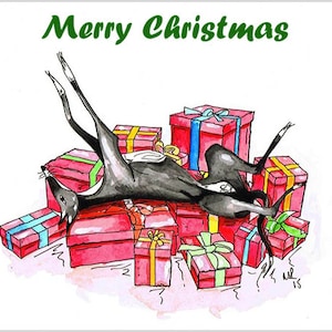 Cartes de Noël pour chien italien Greyhound Whippet Lurcher (cartes de Noël) - Paquets de 1, 6, 12, 18, 24, 30 cartes - LIVRAISON GRATUITE au Royaume-Uni