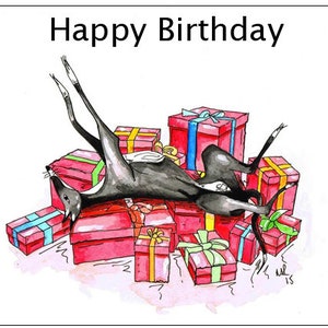 Verjaardagskaart Greyhound Whippet Lurcher Italiaanse hond Cadeau - AANGEPASTE TEKST