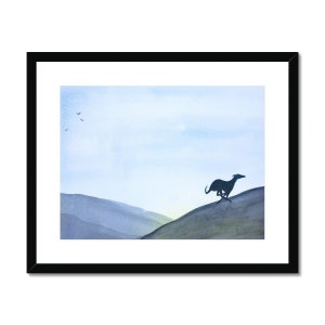 Greyhound Whippet Lurcher Framed & Mounted Print  Poster, Artwork. Print of Colourful Watercolor, Gifts Wall Decor
