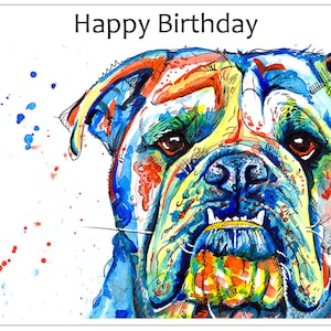 Engels Britse Bulldog Verjaardagskaart Gift - AANGEPASTE TEKST