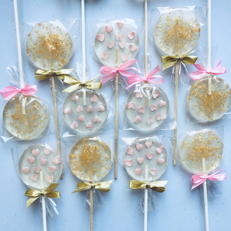 Golden Glitter Hard Candy Lollipops 50 SET of Sweet Edible Etsy