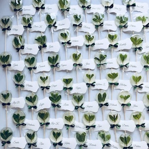 Gepersonaliseerd groen bruiloft mint lolly's 25 stuks