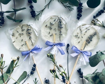 10 Lavender lollipops on stick for Wedding favors