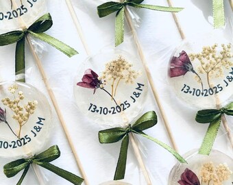 10 pieces Edible wedding favor, flower lollipop on stick