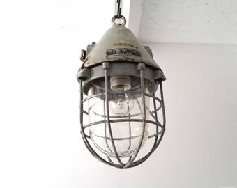 Vintage heavy industrial 'Bull' hanging fixture