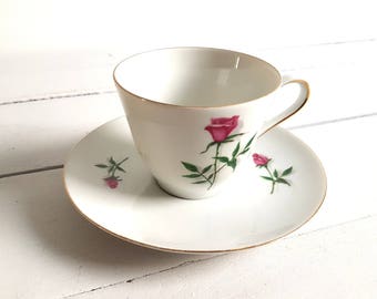 Sweet vintage cup and saucer &#39;Rose&#39;