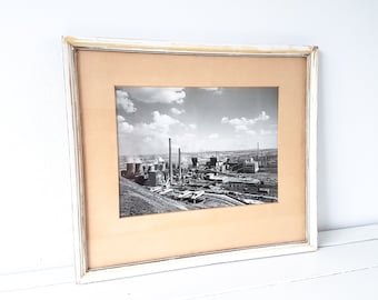 Vintage industrial black and white photo framed • old industrial factory photo • industrial interior • industrial wall decoration