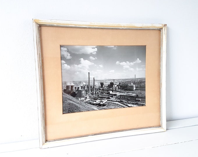 Vintage industrial black and white photo framed • old industrial factory photo • industrial interior • industrial wall decoration